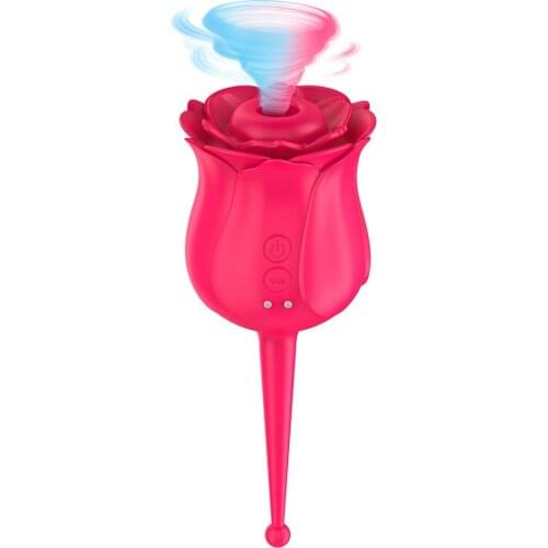 2 in 1 Rose Shape Sucking Vibrator Clitoris Stimulation Oral Licking Female Masturbator Powerful Stimulator Sex Toys for Women