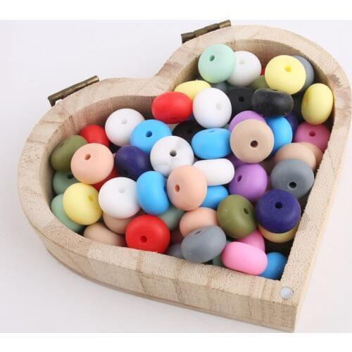 Bite Bites 20PCS 14mm Silicone Abacus Beads Colorful Lentil DIY Loose Eco-friendly Beads Food Grade Mom Nursing Baby Teether