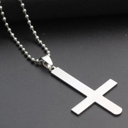 30pc Stainless Steel Handstand Reverse Cross blessing Necklace simple Religion Christian Jesus Faith lucky Necklace jewelry