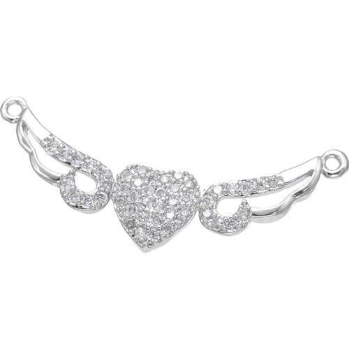 5 pieces Bijoux Zircon Heart Wings Charms For Bracelet Femme Copper Micro Pave Connectors Jewelry Findings Best Gift