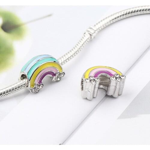 5PCS Hot Wholesale Enamel Rainbow Charms Crystal Beads Fit Sanke Bracelet & Necklaces For Women DIY Making Jewelry Accessories