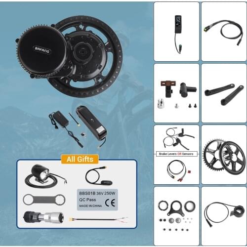 Bafang 48V 750W BBS02B E-BIKE Mid Drive Motor Kits 12Ah Samsung Cells Battery Electric Bicycle Conversion 8FUN Kits 68-73mm