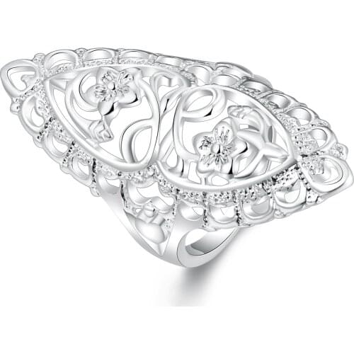 Free shipping 925 sterling silver jewelry womens retro ring personalized carved openwork ring womens sterling silver ring