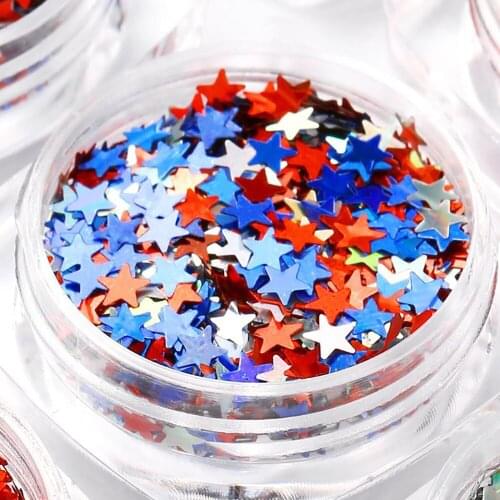 12 Grids Stars Nail Glitter Sequins Rose Gold Silver Shining Laser Nail Art Paillette Manicure Decorations