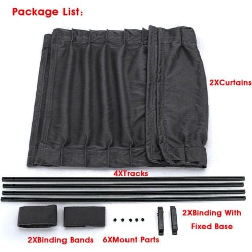 Side Sun Shade Curtains Sun Shade UV Protection Universal 2Pcs Accessory Black Cover