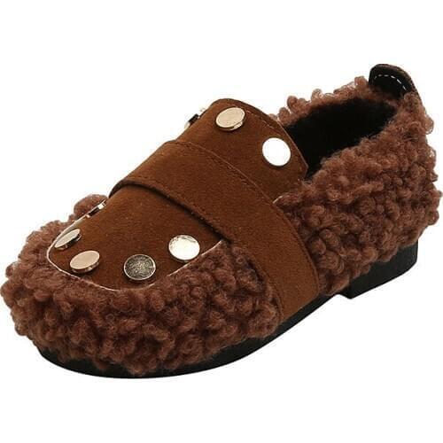 COZULLAA Kids Girls Patchwork Non-Slip Fashion Sneakers Shoes Children Autumn Winter Slip-On Suede Casual Shoes Size 21-30