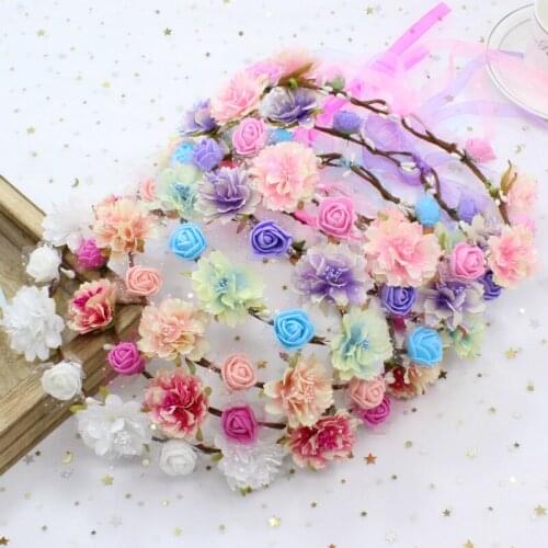 Childrens Headband Baby Girls Crown Flower Wreath Hairband Kids Bridal Floral Hair Accessories Wedding Party Fashion Tiara