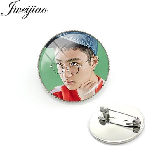 JWEIJIAO Fashion Kpop EXO Brooch Pins Badge Glass Cabochon Jewelry For Bag Clothes Backpacks Decoration EX12