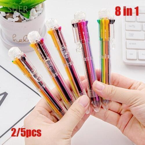 Stationery Signature Transparent Multi-Color Chunky 8 In 1 Color Ballpoint Pen