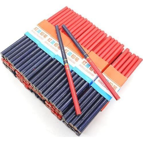 10 Pieces / Hand Carpentry Pencil For Hand Tools Two-Color Construction Worker Woodworking Blue And Red Thick Core Round Pencil