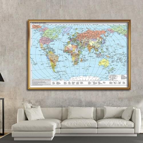150*100cm The Russian World Map Non-woven Canvas Painting Decorative Picture Modern Wall Art Poster Living Room Home Decoration