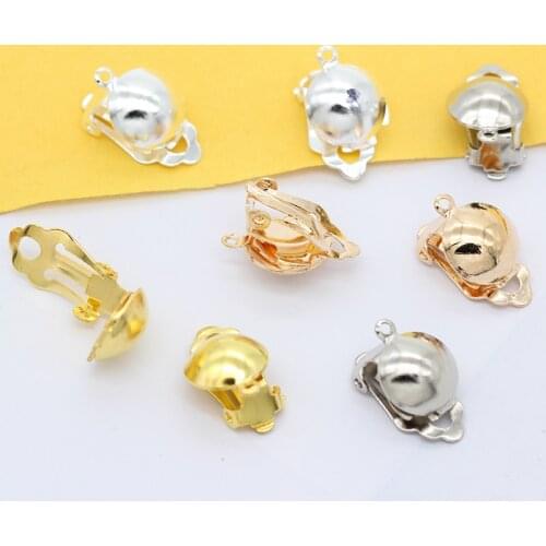 20p 10x20mm Silver gold plated Dome Base Blank Ear clips Converters Non-Pierced Clip On Earrings Findings jewelry design Buckle