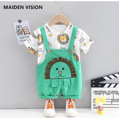 Baby Boys Girls Cartoon Clothes Outfit Suit Cute animal Children Summer Cotton 1 2 3 4Years Kids Boys Sets T-Shrit+Overalls