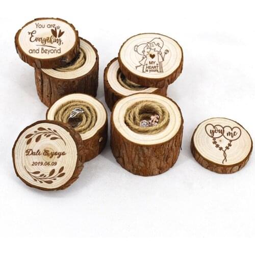 Handmade Blank Wedding Ring Box Natural Wood Jewelry Dispaly Rustic Ring Box