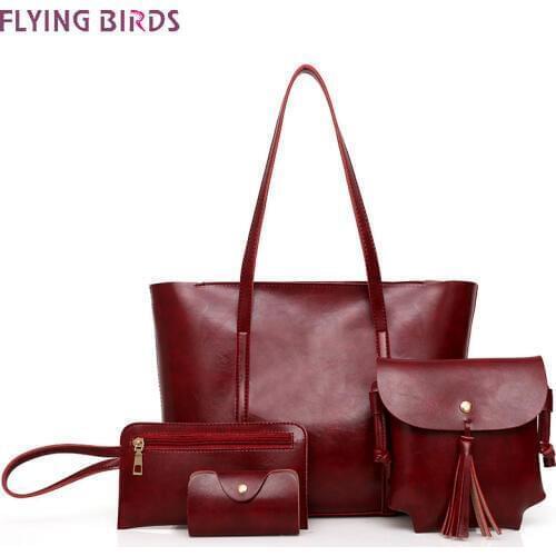 FLYING BIRDS Bags For Women 2020 Handbag Women Bag PU 4-Piece Tassels Purses And Handbags Shoulder Bag Lady Messenger Bags A9213