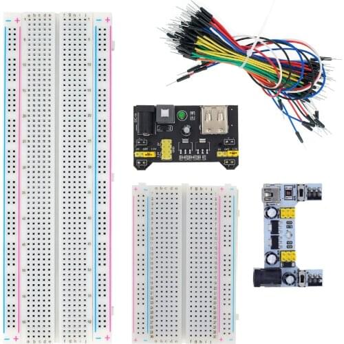 3.3V/5V MB102 Breadboard power module+MB-102 830 points Solderless Prototype Bread board kit +65 Flexible jumper wires