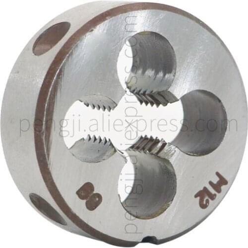 HSS 12mm X 1.75 Metric Right Hand Round Die, Machine Thread Die M12 X 1.75mm Pitch for Mold Machining, Alloy Steel Material