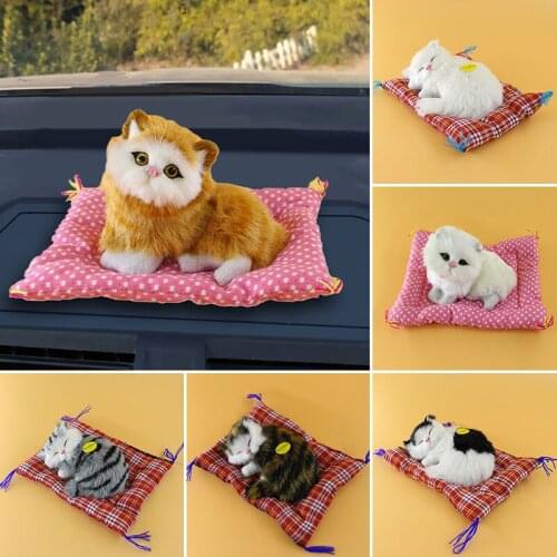 Cute Simulation Sleeping Cats Plush Doll Ornaments For Car Home Desk Living Room Decor Lovely Soft Kittens Doll Toy 2021 Trend