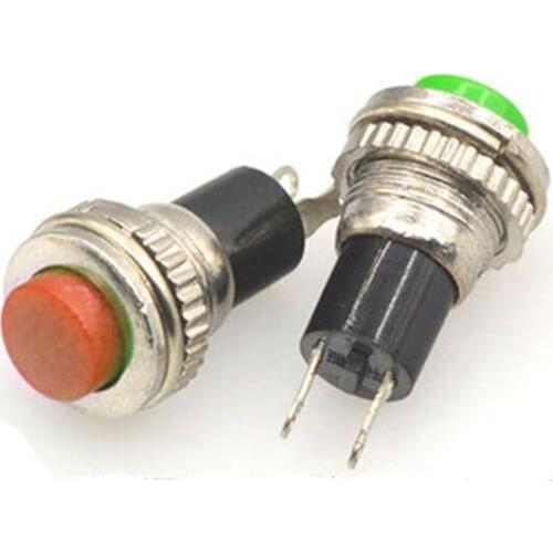 Power switch self reset button ds-316 10mm red and green no lock switch for upper wire (2pcs)