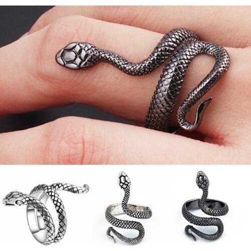 Men Women Rings Personality Vintage Fashion Punk Adjustable Style Snake Ring Gothic Jewelry Accessories Gifts Wholesale