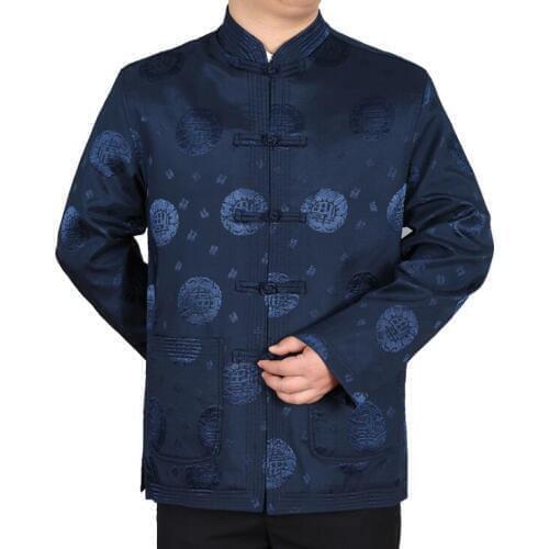 Mens Tang suit Chinese style autumn winter middle-aged jacket men blazer masculino slim fit coats men stand collar Long sleeve