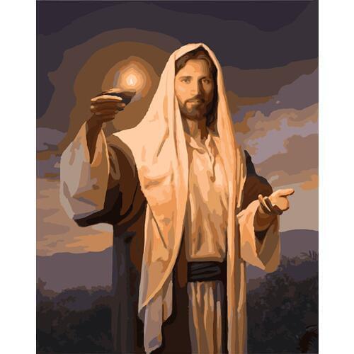 Painting By Numbers DIY Dropshipping 40x50 50x65cmoil lamp in Jesus 'hand Figure Canvas Wedding Decoration Art picture Gift