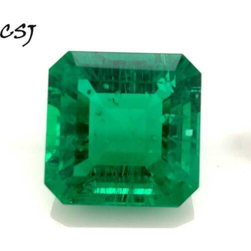 CSJ Lab Created Colombia Emerald "CCE" Loose Gemstone Oct14*14mm for Ring Fine Jewelry