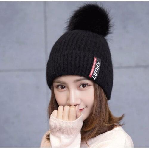 2020 new wool hat for ladies thermal fashion hat knitted hat beanies pom pom hat womens beanie hats hat women winter