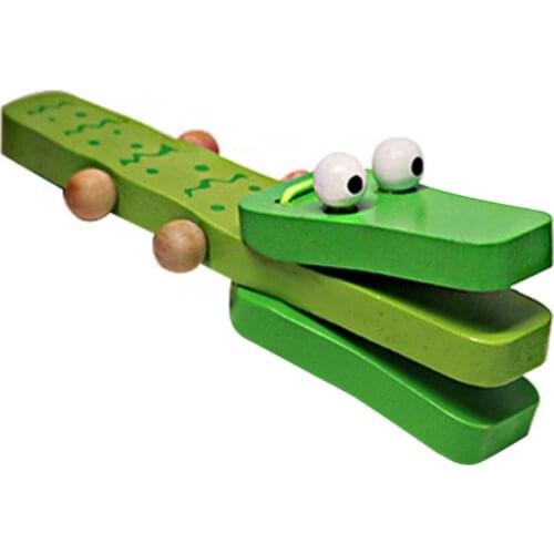 Orff world Crocodile Shape Wooden Castanet Baby Musical Instrument Cartoon Baby Musical Educational Instrument Toy Rattle Toy