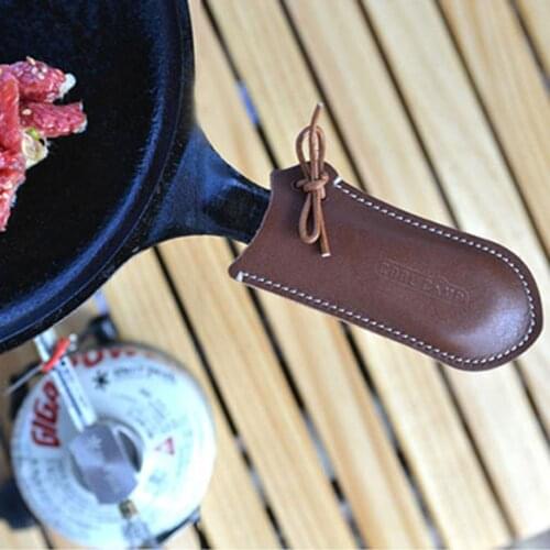 Outdoor Camping Cooking Tool Cast Iron Frying Pan Handle Cover Cast Iron Skillet Covers Leather Hot Handle Holder Accessories