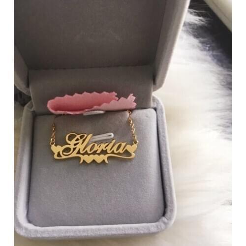 Heart Name Necklace Customized Stainless Steel Personalized Nameplate Gift