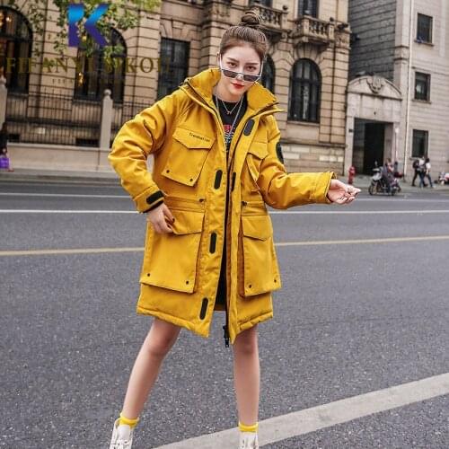 Parkas Women Hooded Down Jackets Fashion Big Pocket Thick Warm Winter Jacket Long Parka Female High quality Cotton Padded Coat