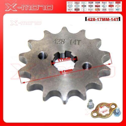 428 14 T Tooth 17mm ID Front Engine Sprocket for 50cc 110cc Sunl Kazuma Dirt Pit Bike ATV Quad Go Kart Buggy Scooter Motorcycle