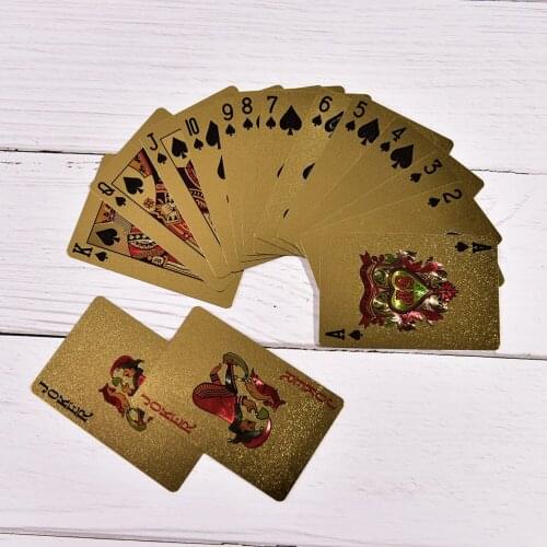 1 Set High-grade Gold Foil Plated Poker Card Family Meet Games Gold Foil Playing Cards Texas Hold'em Poker Funny