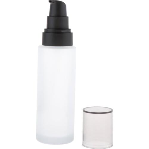 Empty Frosted Glass Pump Bottle Matte Lotion Bottle Refillable Container for Travel, Cosmetics, Aromatherapy and more
