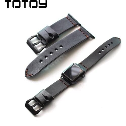 Handmade Leather Watchband For Apple Watch 44mm 40MM Vintage Soft iwatch 6se 5 4 Mens Handmade Calfskin