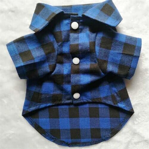 Pet Fashion Puppy Dog Vests Plaid Stripe Pet T Shirt Cotton Cat Grid Costumes Dog Autumn Clothes Jacket Coats B457