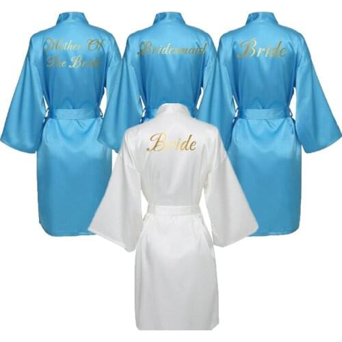 Silk Satin Robe Bride Bridesmaid Robes Bridal Robe Women Wedding Robe Sleepwear Bathrobe Short Robe Silk Dress Teal Blue