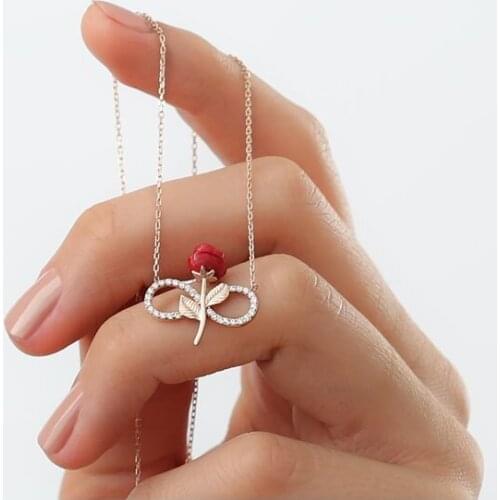 925 sterling Silver Rose Infinity Necklace Hand Making