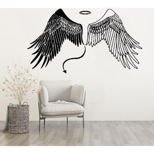 Fashion Angel Demon Evil Wings Wall Sticker Heaven Hell Paradise Home Room Decoration Self Adhesive Decal Vinyl Mural ov571