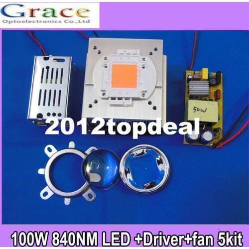 50W DIY led grow light 380-840nm kit,chip,driver,heatsink, fan ,led lens