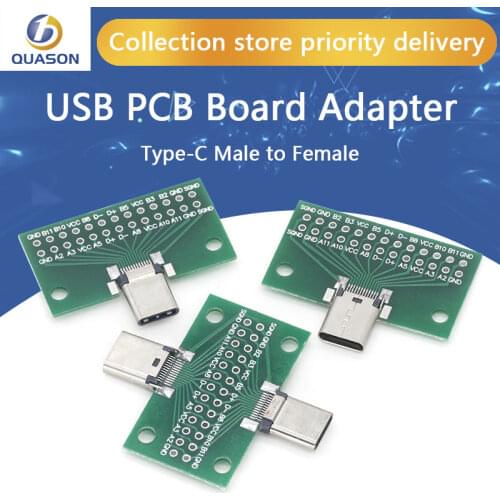 Type-C Male to Female USB 3.1 Test PCB Board Adapter Type C 24P 2.54mm Connector Socket For Data Line Wire Cable Transfer