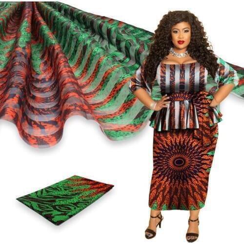 Organza fabric african fabric fashion ankara fabric african wax print fabric 2+4yards organza ribbon silk for dress B2-D10