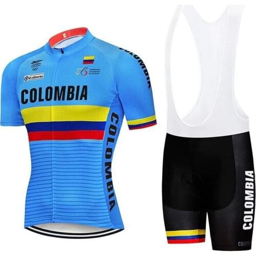 SPEED PEAK Cycling Jersey Bike COLOMBIA Clothing Pro Pant Shirt Mtb Short Sleeve Set Equipment Team Clothes Blue Mesh Suit
