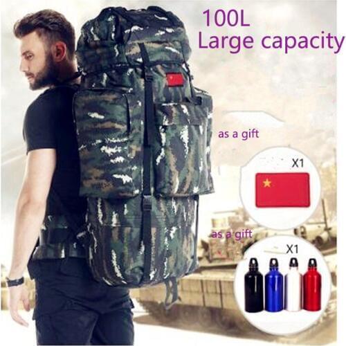 65L 100L Large Capacity Men Travel Bag Outdoor Mountaineering Backpack Hiking Camping Water-proof Nylon Bucket Shoulder Bags