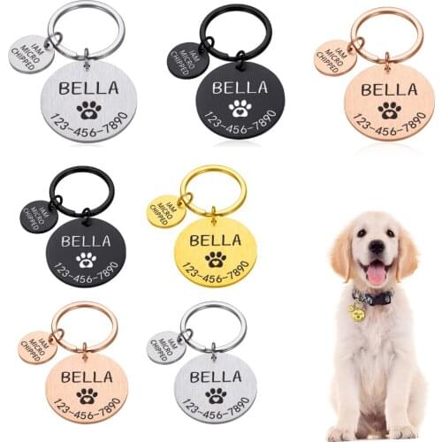 Anti-lost Dog Tag Personalized Collar Tag Engraved Pet ID Collar Name for Cat Puppy Dog Tag Pendant Keyring Bone Pet Accessories
