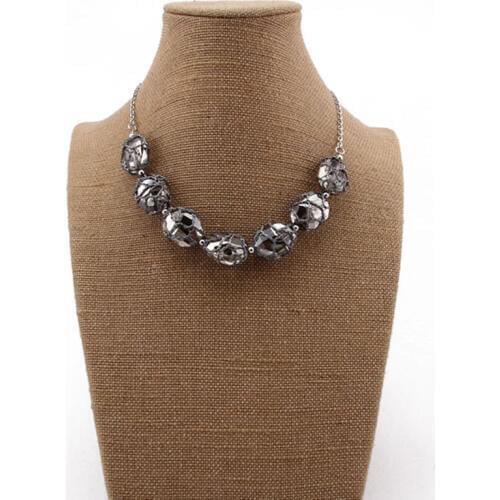 Beadsland crystal necklace handmade crochet transparent stone necklace fashion vintage women necklace