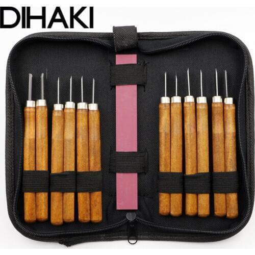 12pcs/Set DIY Pen Woodcut Knife Scorper Wood Carving Tools Woodworking Hobby Knife Set Craft Nicking Cutter Graver Whetstone