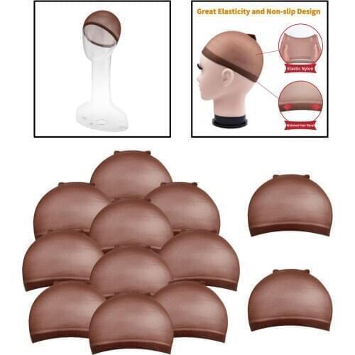 12 Pcs High Quality Wig Cap Stocking Cap Christmas Cosplay Wig Caps Stocking Elastic