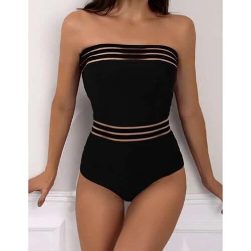 2021 Sexy Mesh Patchwork One Piece Swimsuit Female Halter Push Up Swimwear Women Monokini Bather Bathing Suits Summer Beach Wear